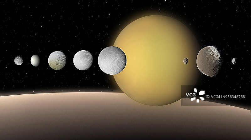 土星卫星插图图片素材