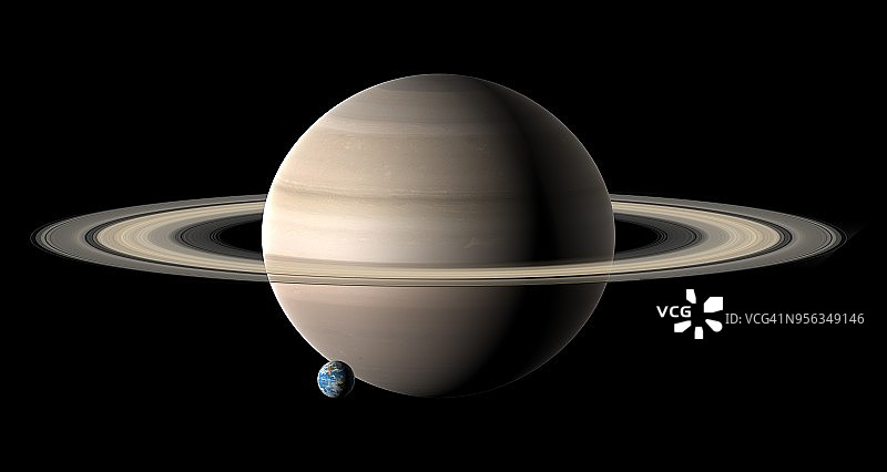 地球与土星对比插画图片素材