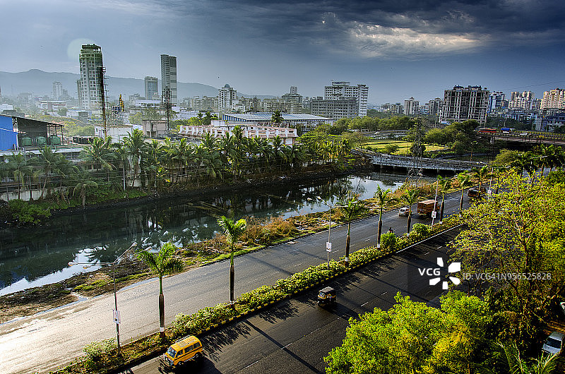 瓦希新孟买鸟瞰图图片素材