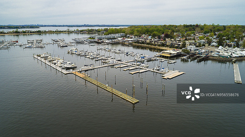 美国纽约长岛华盛顿港码头空中鸟瞰美景图片素材