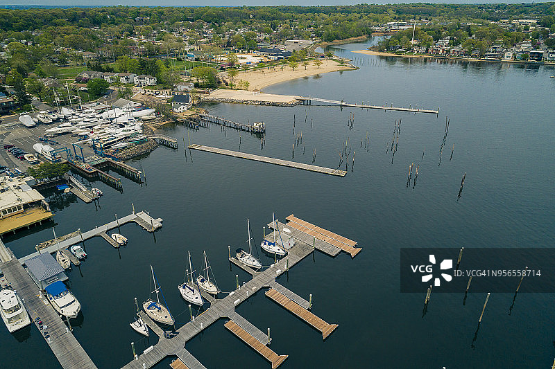 美国纽约长岛华盛顿港码头空中鸟瞰美景图片素材