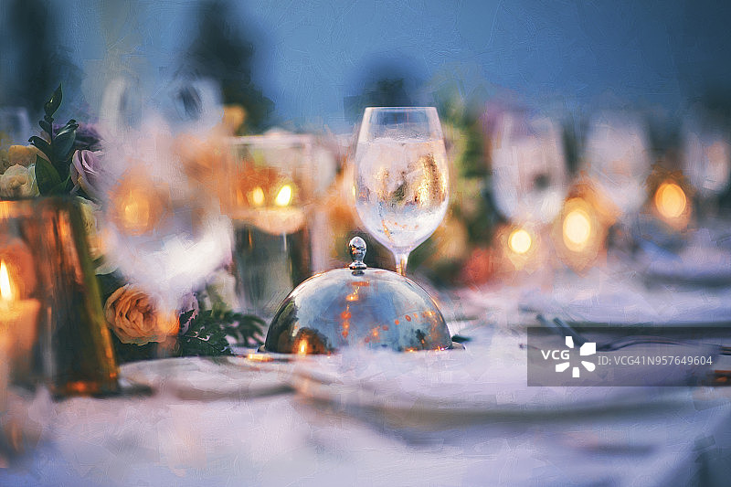 婚礼招待会上的婚礼装饰细节图片素材