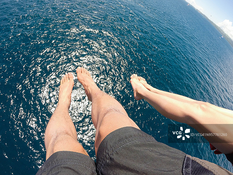 在天空中进行帆伞运动的风景图片素材