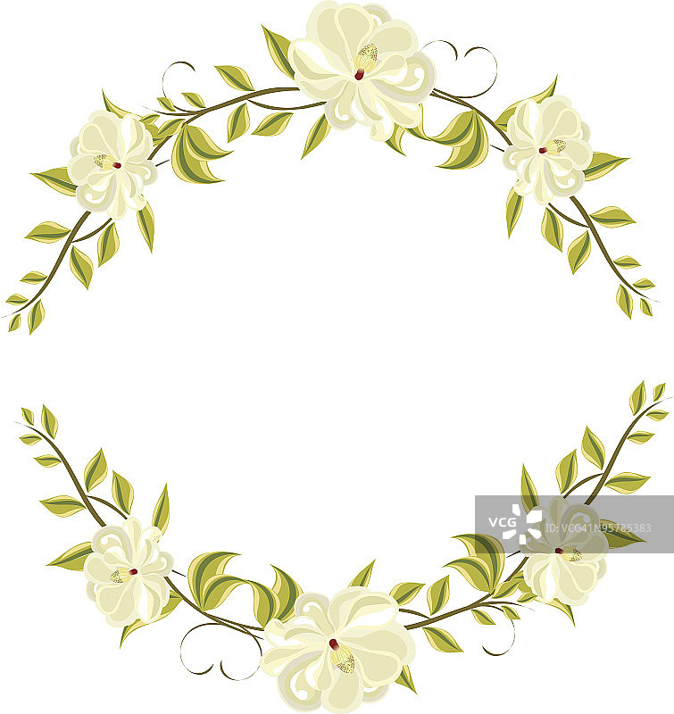 玉兰花圆形框架图片素材
