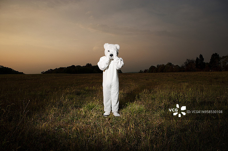 穿着北极熊服装的人图片素材