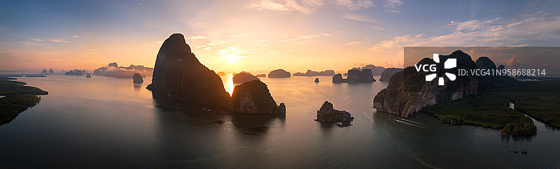 航拍泰国普吉攀牙湾喀斯特岛屿图片素材