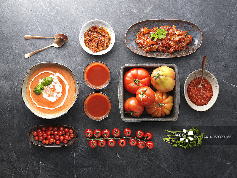 番茄制品俯视图图片素材
