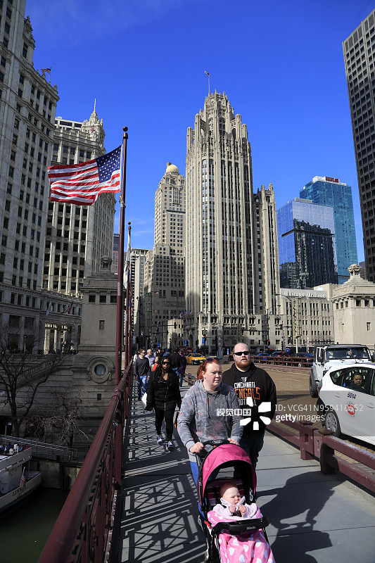 密歇根大街桥梁城市景观图片素材