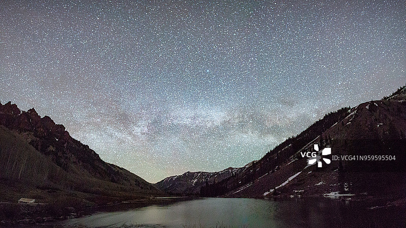 白杨树与银河图片素材