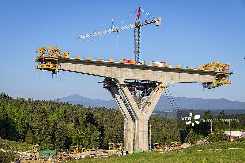 S7公路高架桥建设，波兰Skomielna Biala图片素材