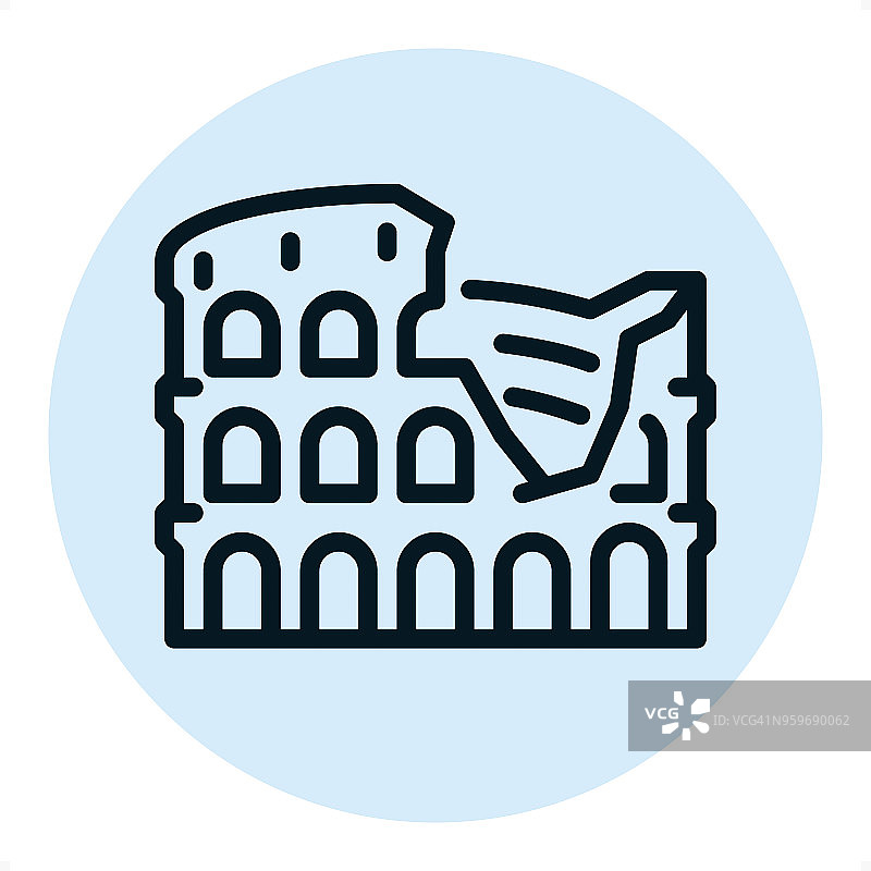 罗马竞技场-像素完美单线图标图片素材