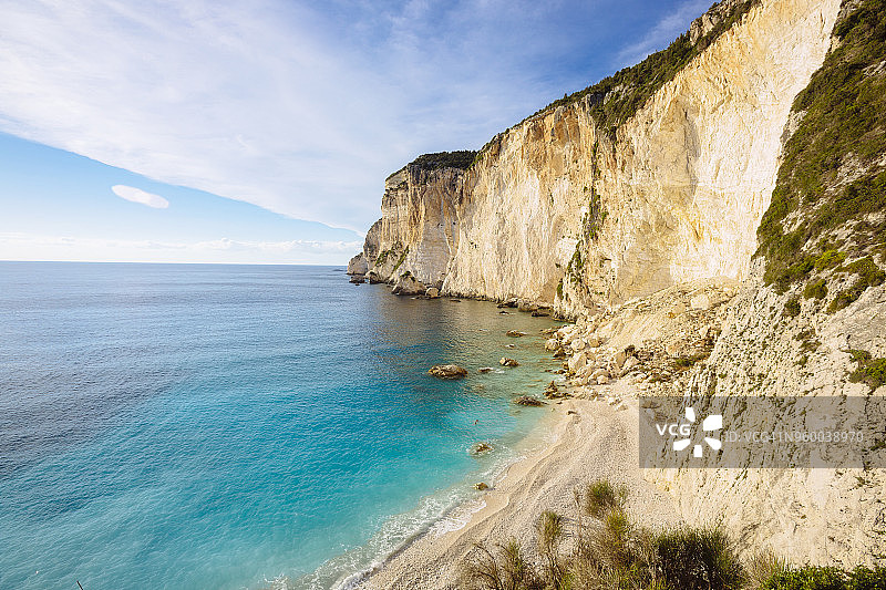 帕克索斯岛埃里米蒂斯湾高角度景观，希腊爱奥尼亚群岛图片素材