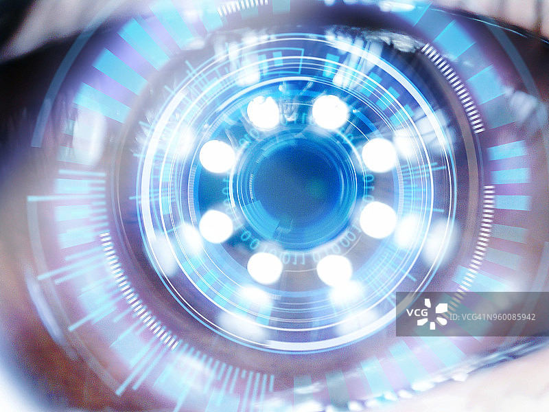 眼睛上的人工智能数字屏幕图片素材