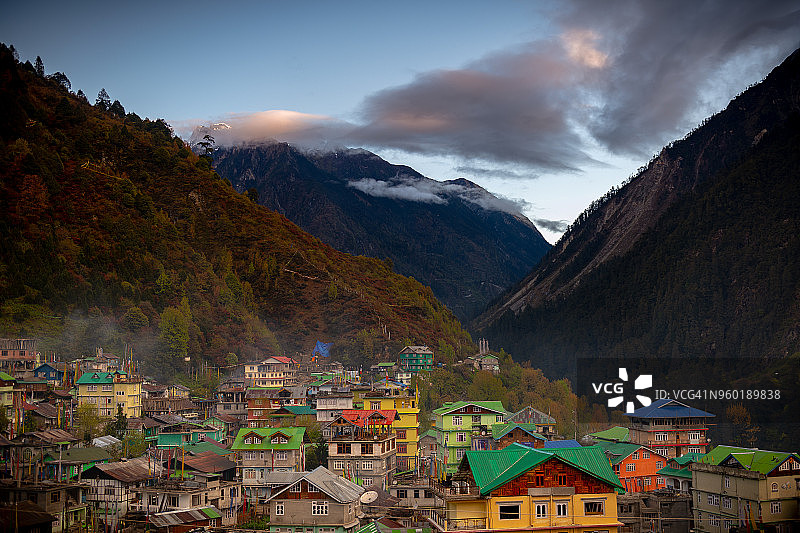 印度锡金邦北部拉亨村图片素材