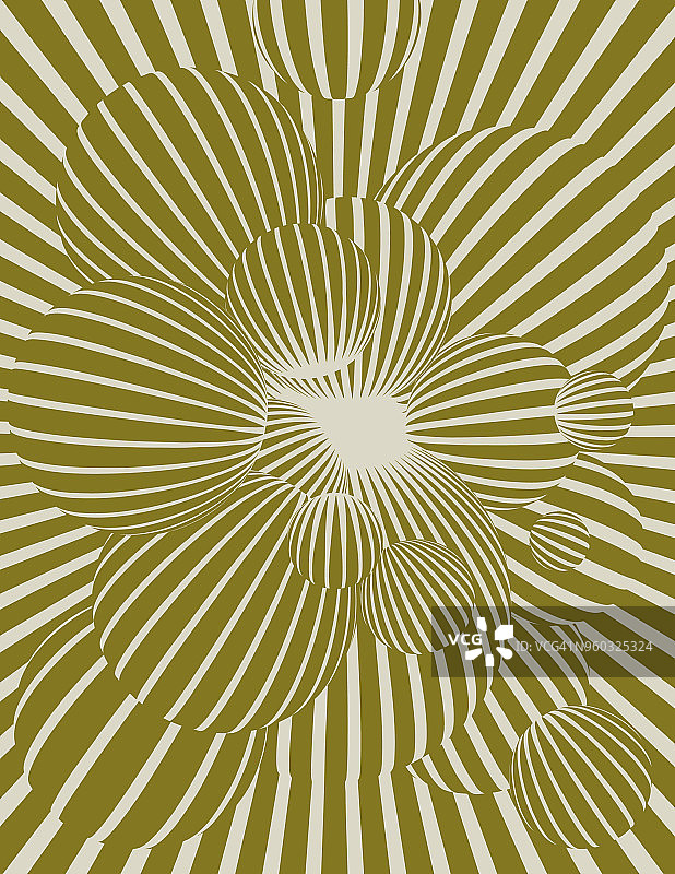 彩色矢量太阳光芒和漂浮球体图片素材