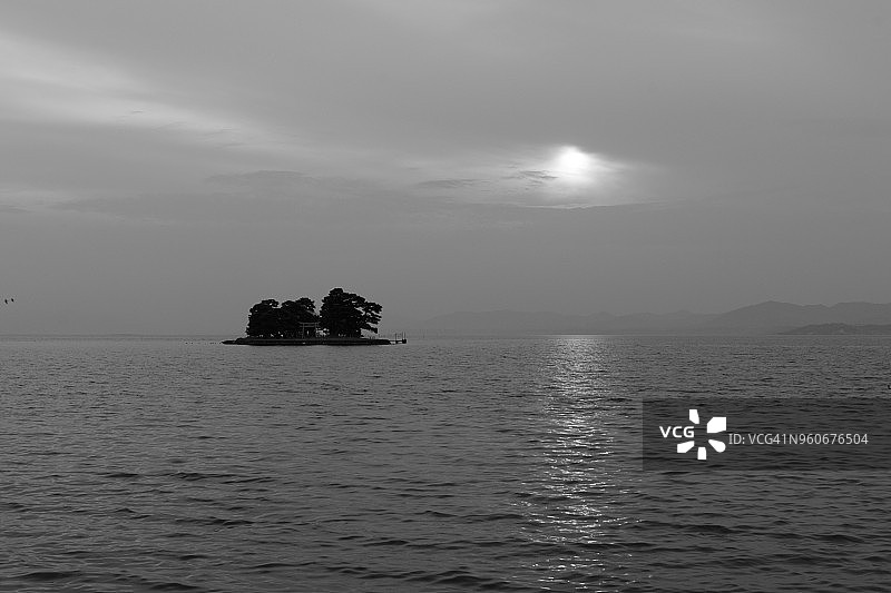 宍道湖的暮光景色图片素材