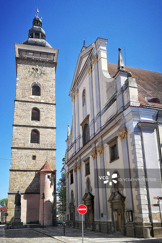 捷克共和国České Budějovice的圣尼古拉斯塔和大教堂图片素材