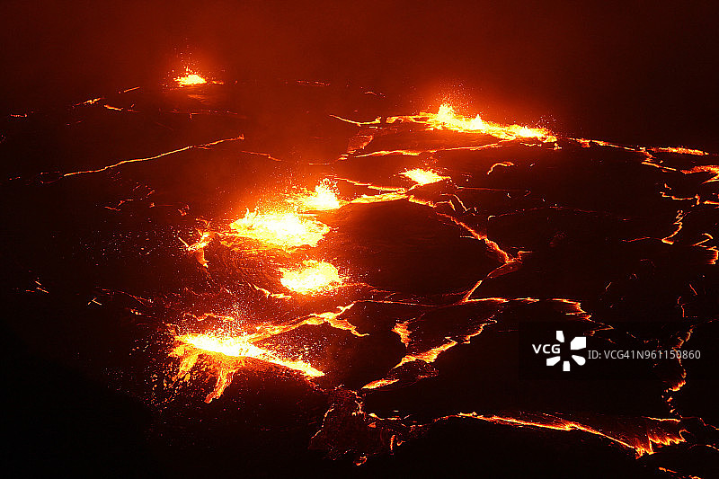 普吾奥奥火山口熔岩喷泉熔岩湖2011年5月图片素材