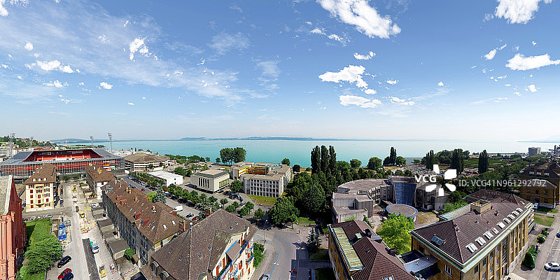 瑞士纳沙泰尔湖航拍图片素材