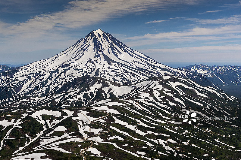 维柳钦斯克火山鸟瞰图片素材