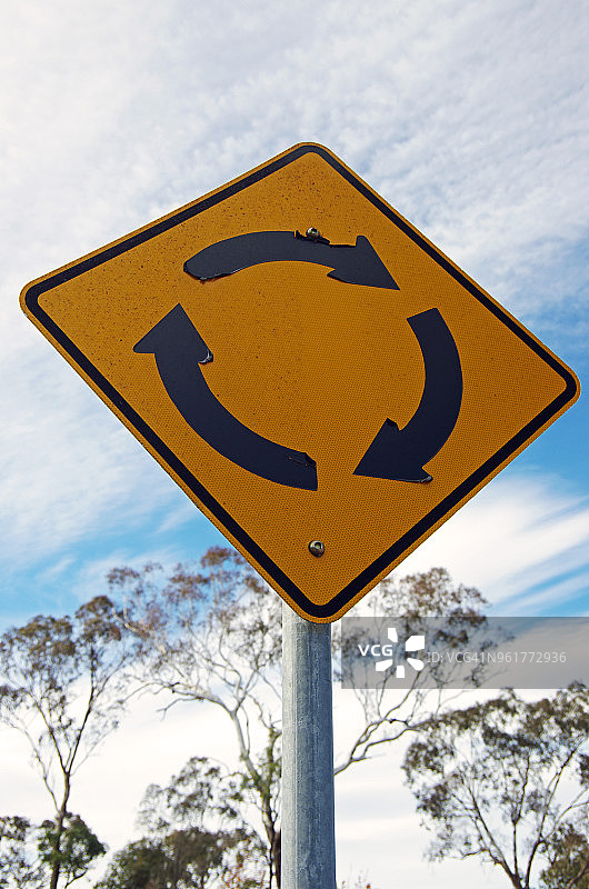 环岛道路警告标志图片素材