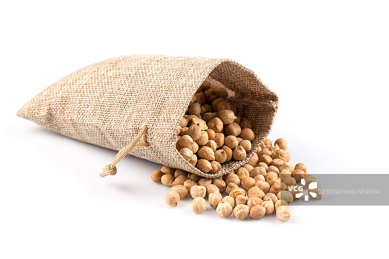 麻布袋中的鹰嘴豆图片素材