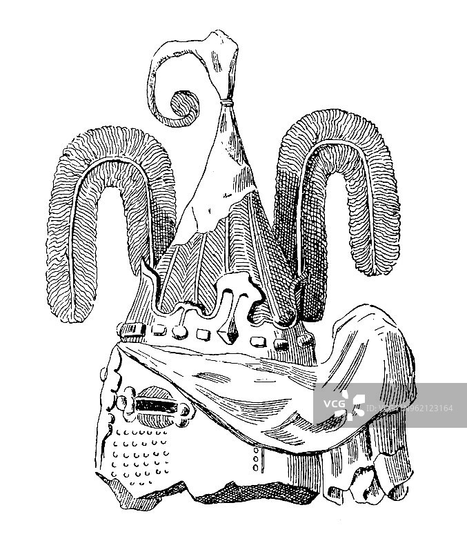 匈牙利国王路易一世（1382年）陵墓中的头盔图片素材