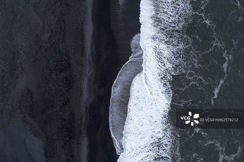 冰岛黑沙滩无人机视角图片素材