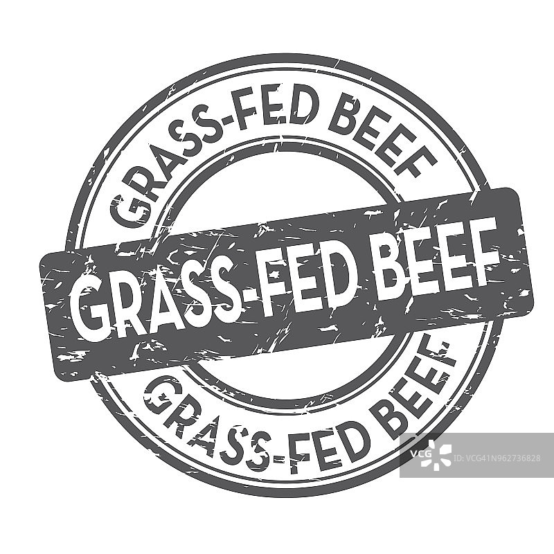 草饲牛肉印章或标签设计模板图片素材