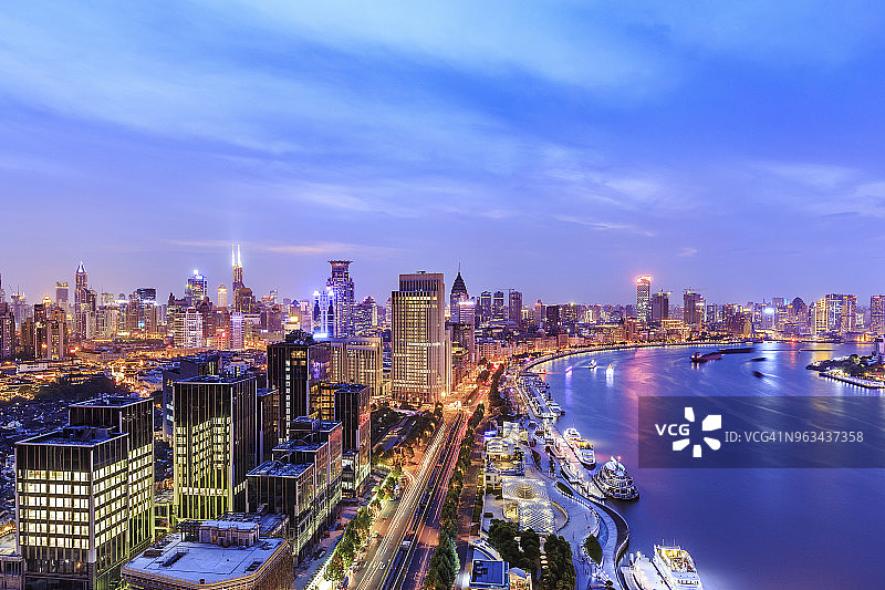 上海夜景天际线图片素材