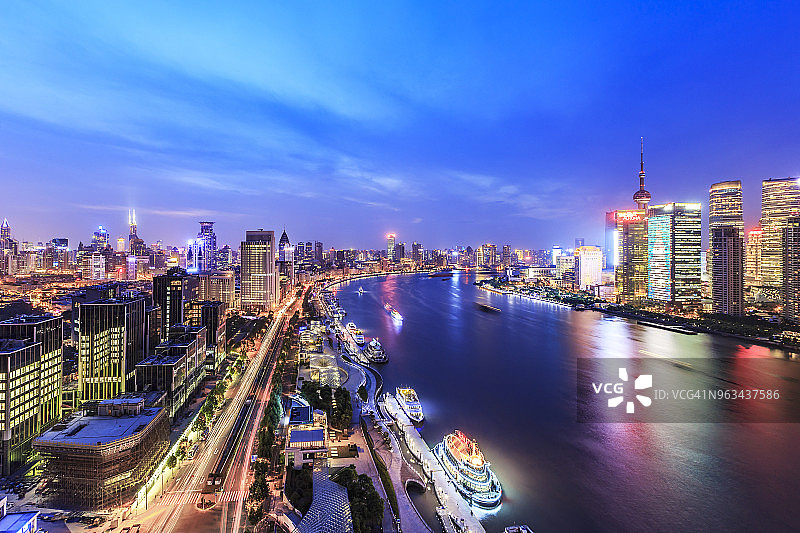 上海夜景天际线图片素材