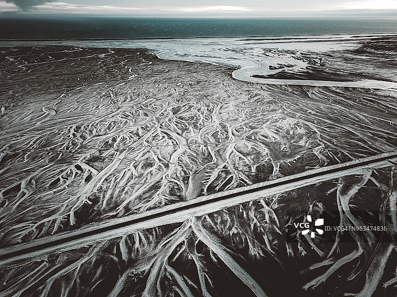 冰岛冰川河流和北极景观航拍图片素材