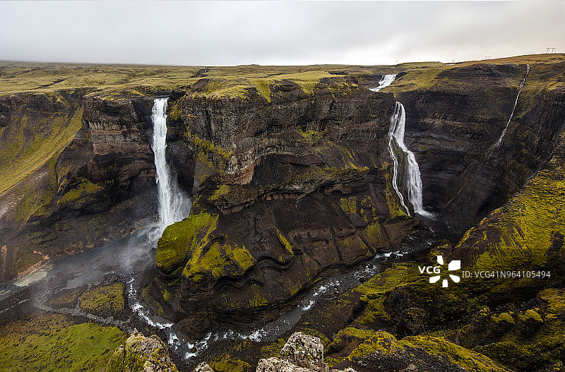 南冰岛海 foss瀑布的壮丽景色图片素材