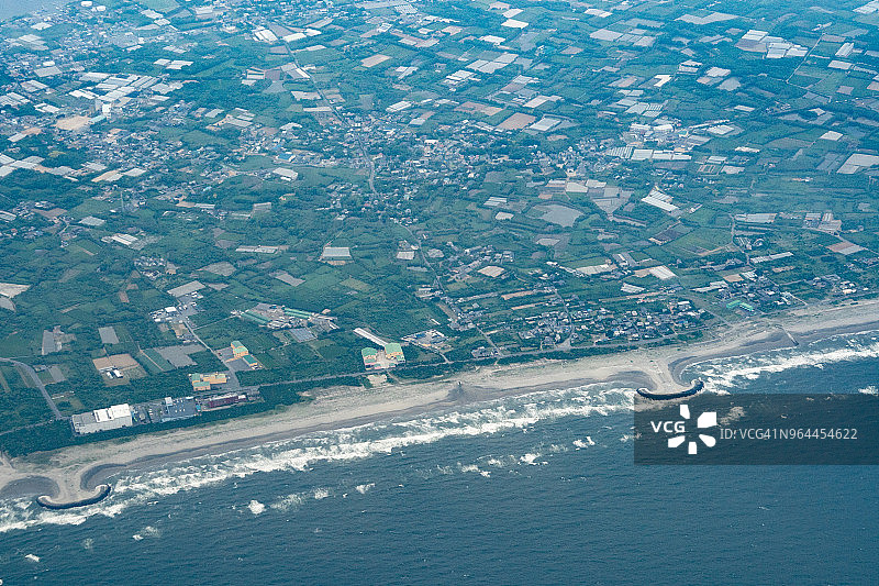 日本茨城县神栖市及太平洋的航拍日景图片素材