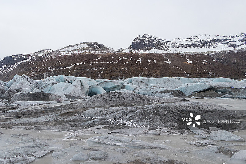 斯维纳冰川冰舌景观，冰岛图片素材