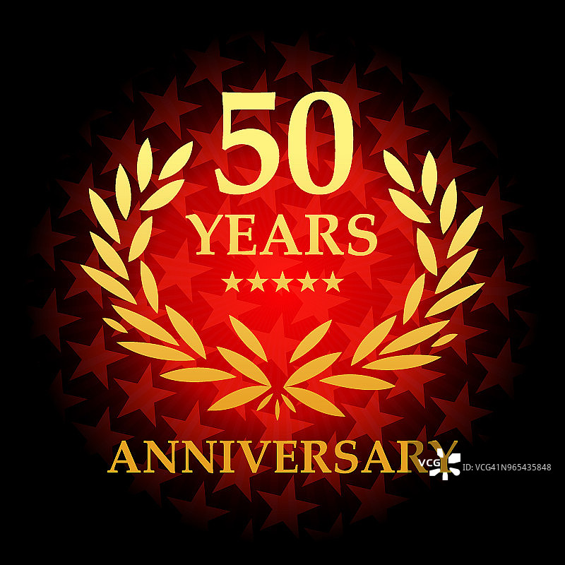红色星形背景的五十年周年纪念图标图片素材