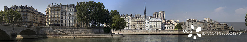 巴黎塞纳河畔、西岱岛和圣路易岛全景图片素材