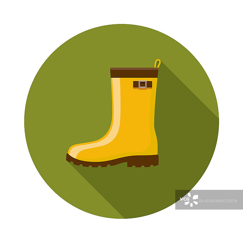 带侧影的秋季橡胶靴扁平设计图标图片素材