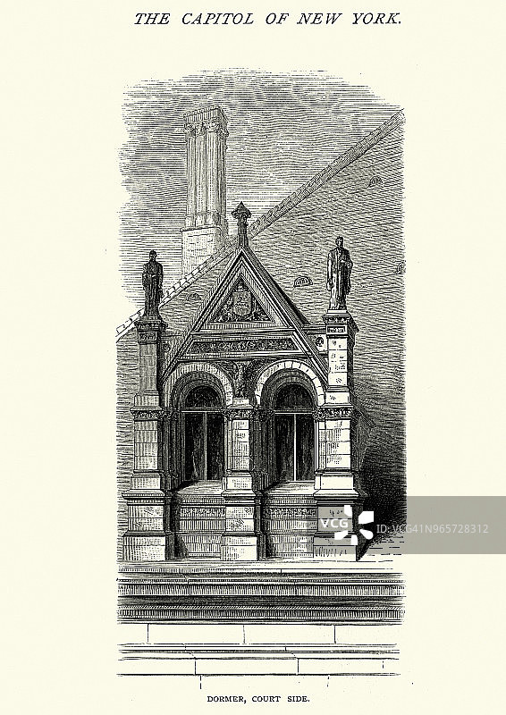 19世纪纽约州奥尔巴尼的国会大厦老虎窗图片素材
