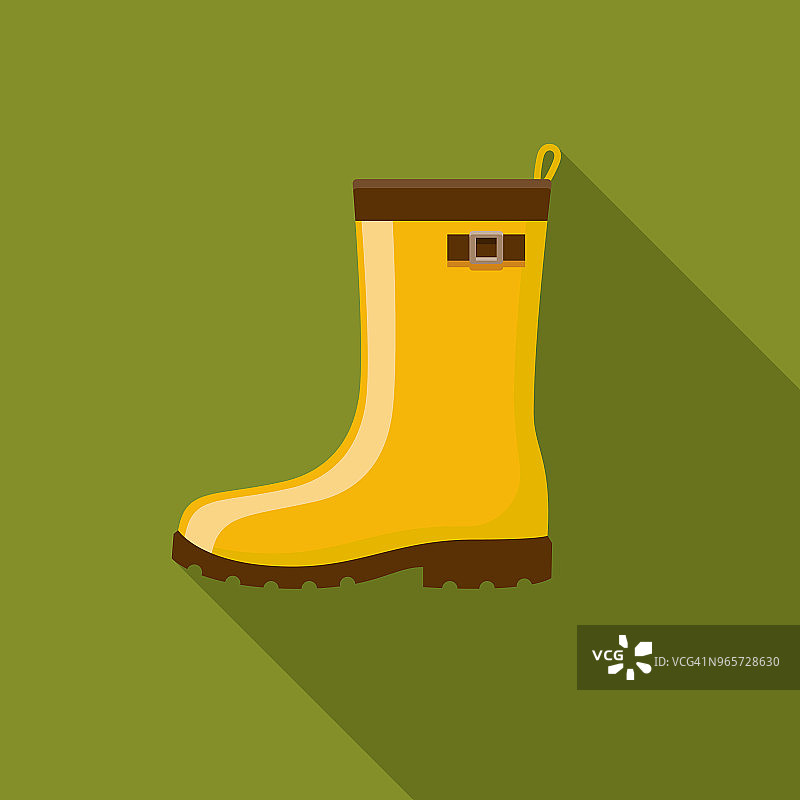 带侧影的秋季橡胶靴扁平设计图标图片素材