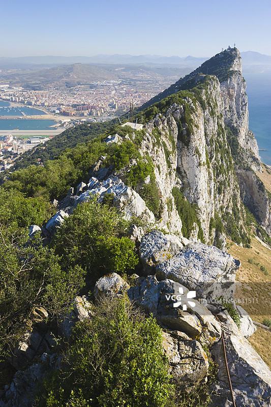直布罗陀岩，直布罗陀，俯瞰西班牙图片素材