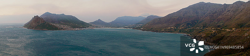 日落时分俯瞰开普敦海湾全景照片图片素材