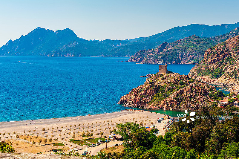 科西嘉岛波尔图沿海村庄图片素材