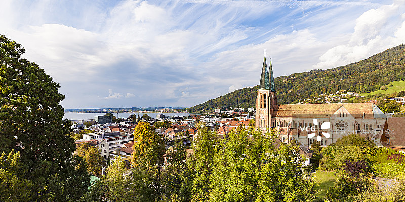 奥地利福拉尔贝格州布雷根茨康斯坦茨湖圣心教堂图片素材