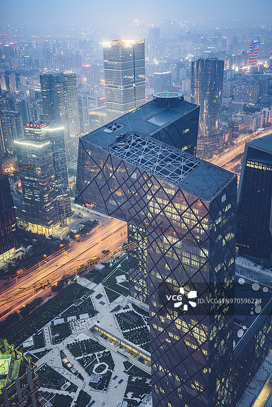 北京中央商务区夜景航拍图片素材