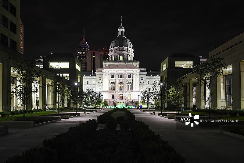 美国印第安纳州议会大厦夜景图片素材