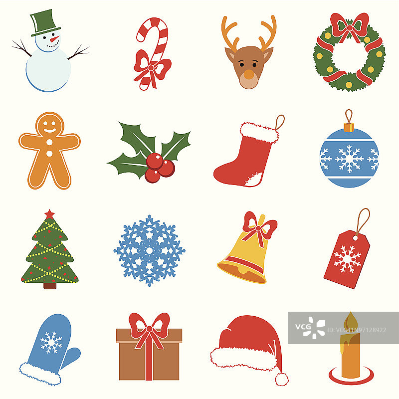 圣诞节彩色图标图片素材