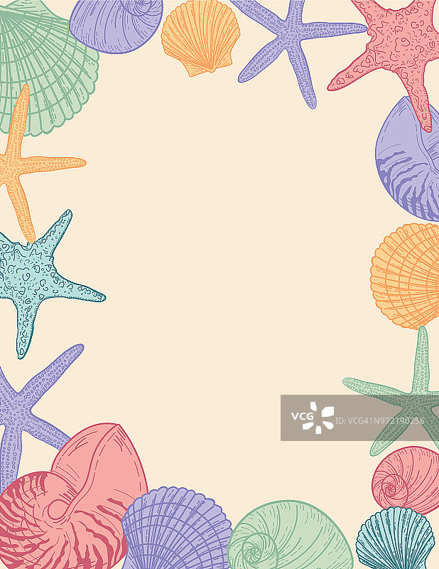贝壳背景边框图片素材