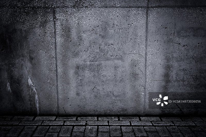 斑驳的混凝土墙和石地板房间背景图片素材