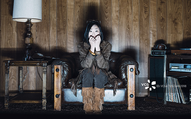 20世纪70年代的复古女孩图片素材